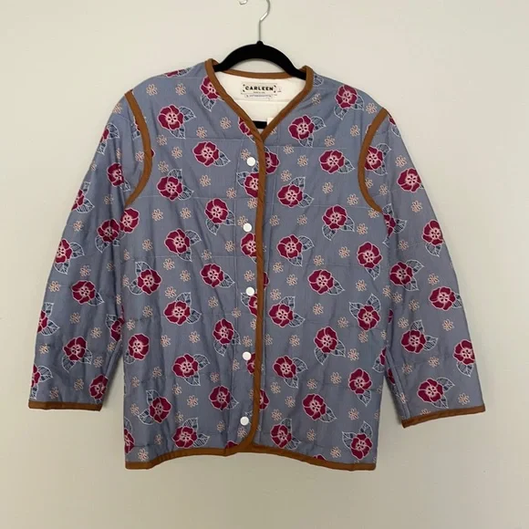 NWT Carleen for Anthropologie Floral Quilted Snap Front Jacket Size Small - Picture 5 of 9